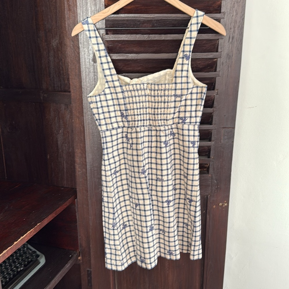 Sezane White and Navy Checked Mini Dress - Picture 7 of 11